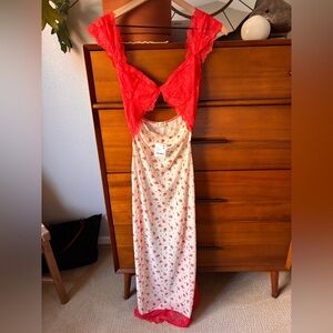 Free People Suddenly Fine Maxi Slip Dress XS Tea Combo